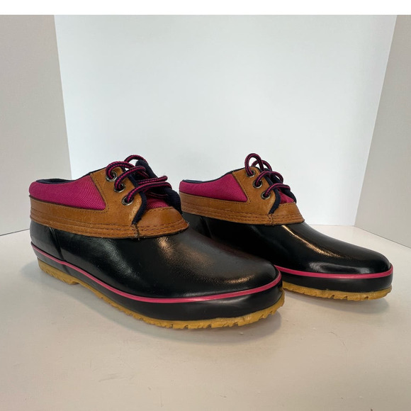 Vintage Bass Calgary Duck Snow Rain Ankle Boots w/Thinsulate, Navy/Pink, size 9 - Picture 2 of 16